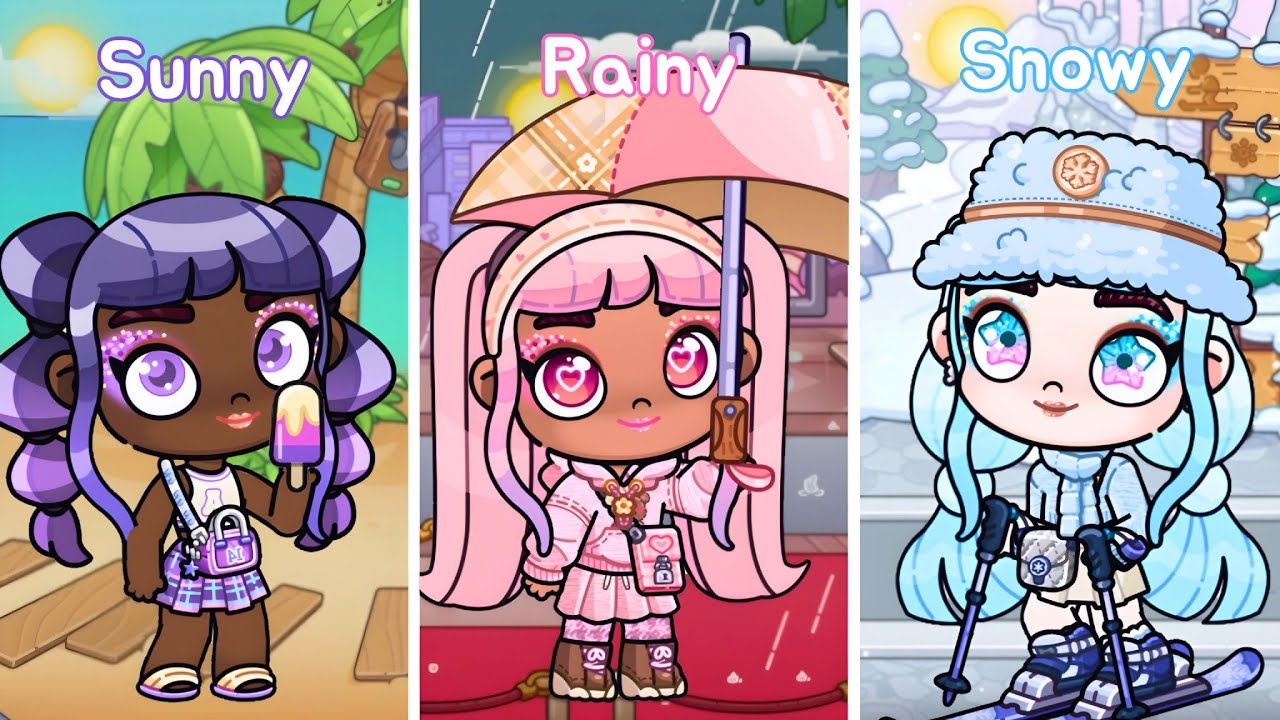 Student Morning Routine 💜🩷🩵 | Sunny, Rainy, Snowy | Avatar World Roleplay | Pazu