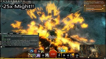 25 stacks of self might (21 area might) and hyper condition damage engineer.