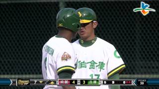 20140730-2 爆米花 綺麗vs合庫 7下 路易士棒子火燙 打穿中間防線 比分追到一分差