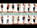 15 Knotted Tshirt Outfit Ideas + HOW TO TIE A TSHIRT KNOT (without stretching it out!)