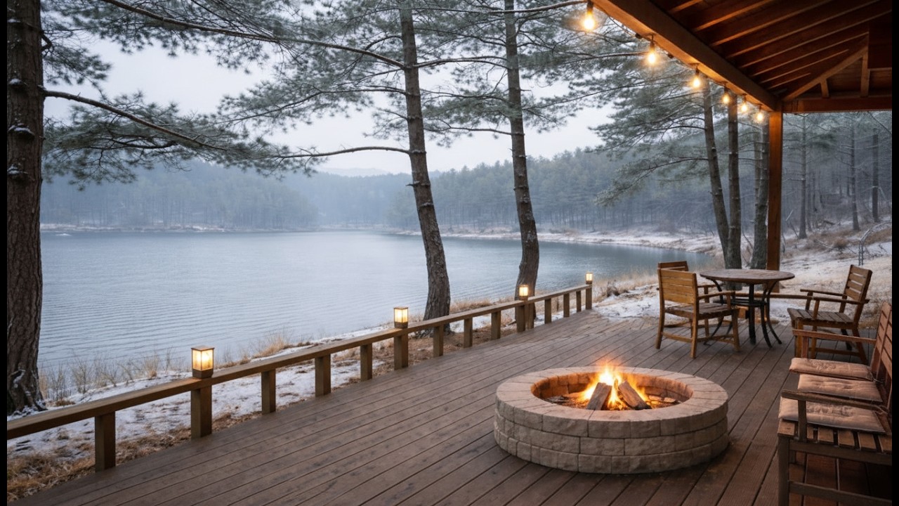 Snowy Cabin Lake & Crackling Fireplace: Pure Jazz for Deep Relaxation ❄️🔥