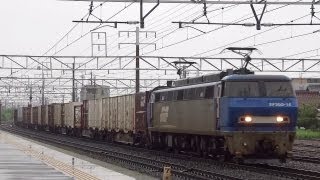 JR貨物 EF200-14 貨物列車 (1064レ EF200担当に変更) 雨の清洲駅 貨物線