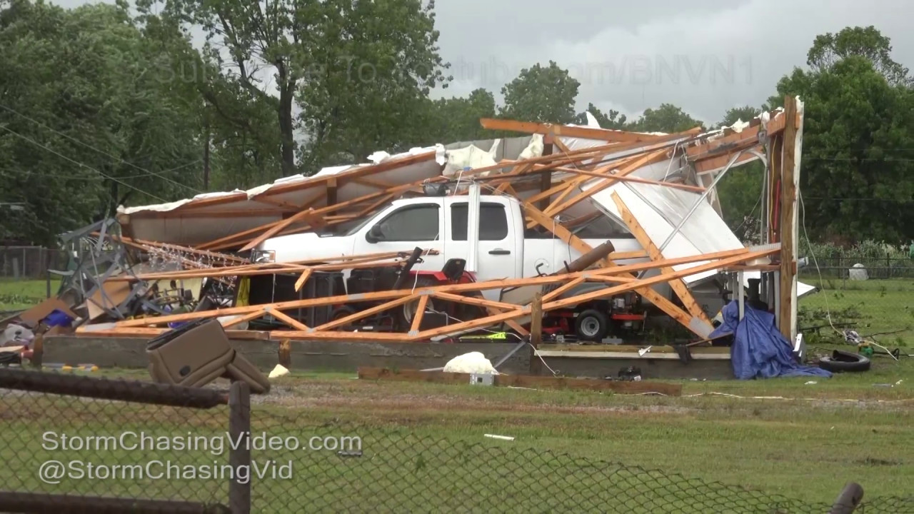 Owasso, OK Tornado Damage In Heavy Rain - 5/11/2017