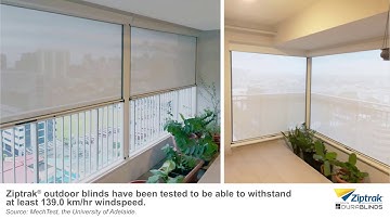 Ziptrak® Outdoor Blinds in Rainy Conditions with Strong Winds