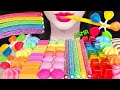 ASMR RAINBOW WINDMILL POP CANDY LOLLIES JELLY GUMMY 레인보우 바람개비 큐브 젤리 머랭 쿠키 먹방 EATING SOUNDS 