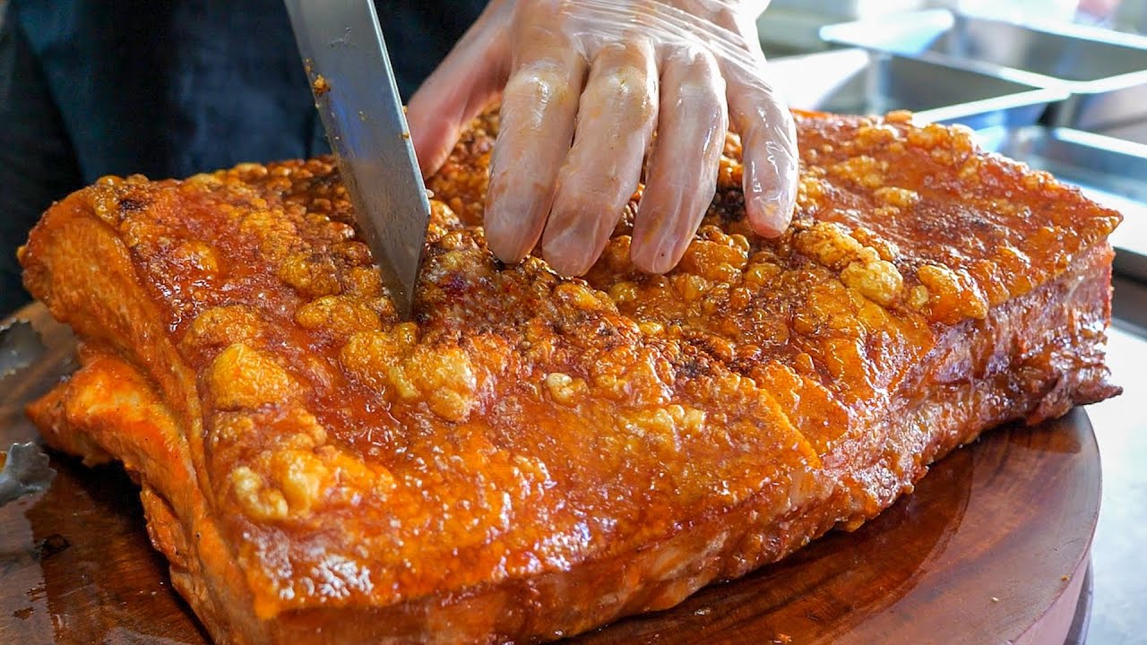 Популярный! Процесс приготовления хрустящего свиного живота и коллекция бифштексов!﻿