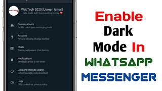 How To Enable Dark Mode In Whatsapp Messenger | WebTech 2020 [Usman Ismail] screenshot 4