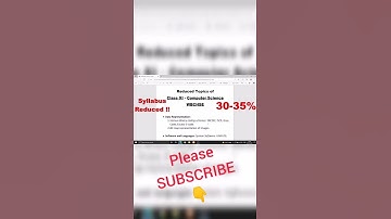 Syllabus Reduced 30-35% – Class 11 | Computer Science | West Bengal Board | WBCHSE | #shorts