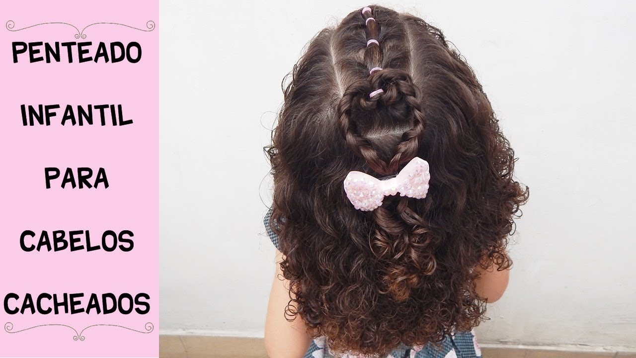 😱LINDO😍 penteado infantil com trança fácil, rápido e simples/cabelo  cacheado ou liso/escola 