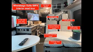 Winnebago Solis Mods : passenger side table, TV, custom mattresses, and more