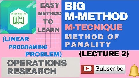 Big_M_Method to solve llp by simplex method || operation research || in urdu/hindi