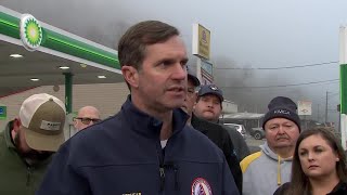 Gov. Beshear tours tornado damage in Trimble County, Kentucky