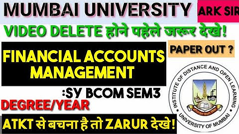 #PAPER_OUT? 2024 28th Jan  Financial Accounts  sybcom sem3 #atkt Important QUESTIONS SYBAF Abdul sir