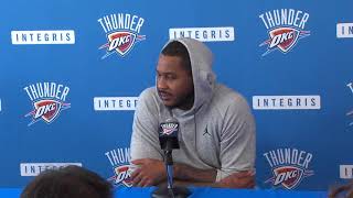 Thunder foward carmelo anthony says he won't take a bench role,
reflects on the sacrifices of this season.