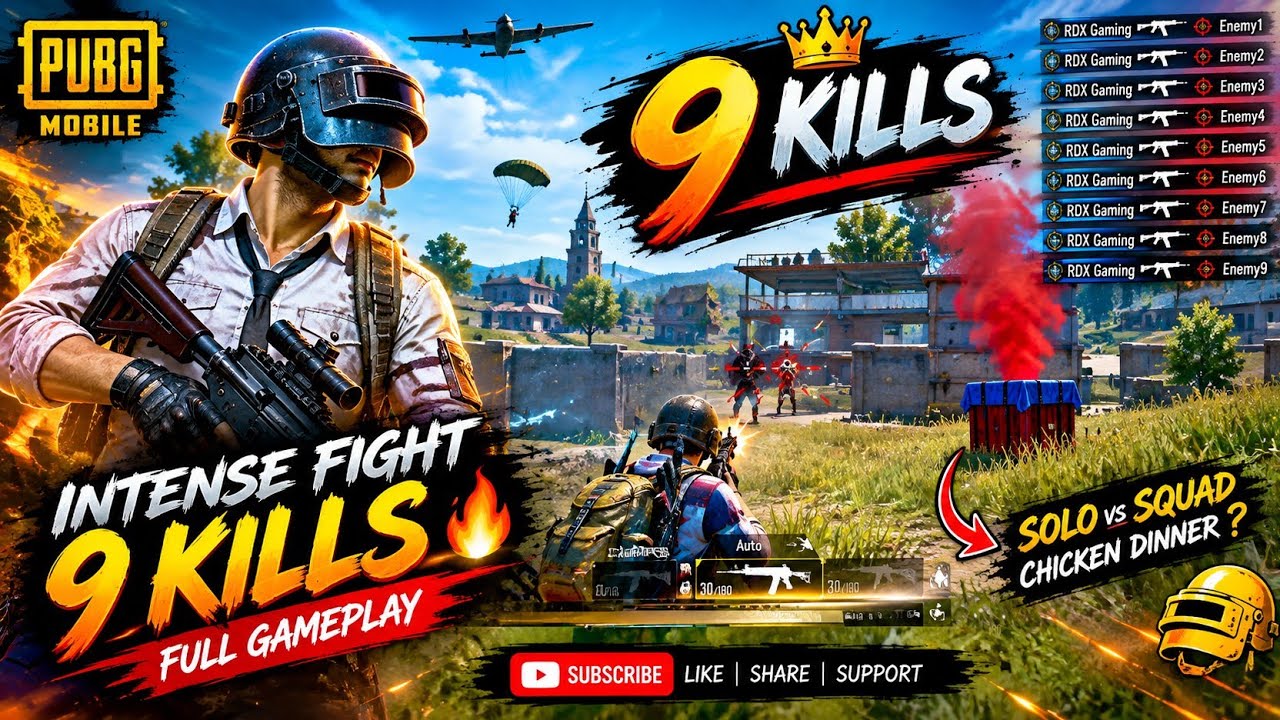 🔥 9 KILLS in PUBG Mobile 😱 | Intense Fight & Full Gameplay | RDX Gaming ...