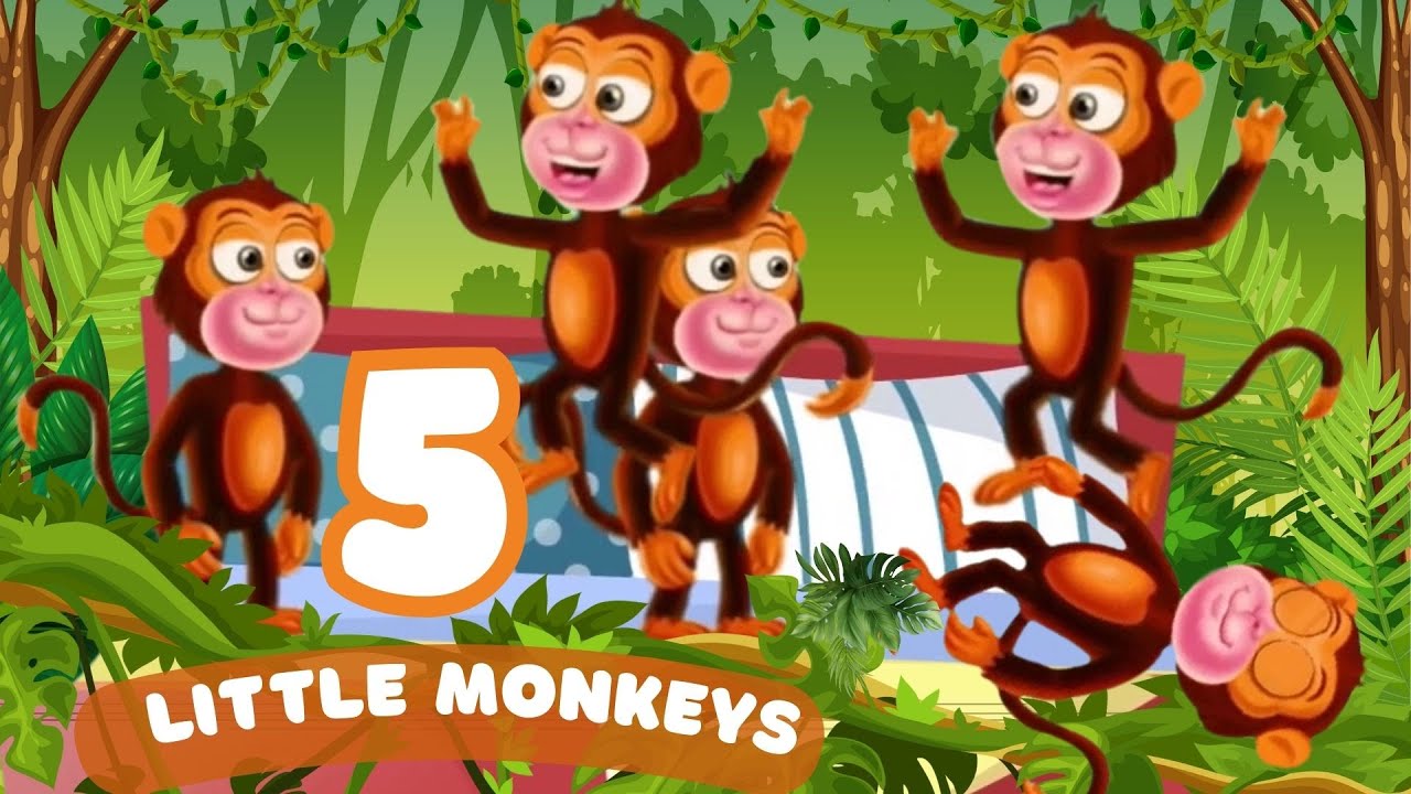 5 Little Monkeys Song 🐵🛏️ | Nursery Rhyme and kids Songs - YouTube