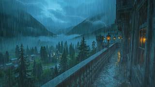 Sleeping in a Medieval Castle During a Thunderstorm | Rain & Thunder Sounds for Deep Sleep