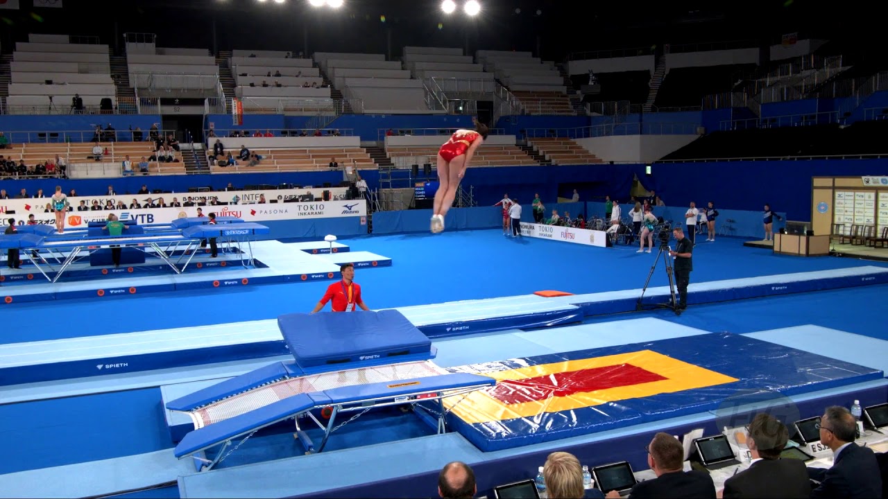 Youtube video: FENG Baoyi (CHN) W - 2019 Trampoline Worlds, Tokyo (JPN) - Qualification Double Mini R2
