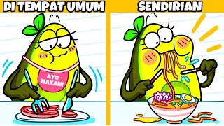 Di Tempat Umum vs Sendirian | Kartun Kocak oleh Sepasang Alpukat