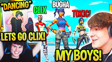 BUGHA & RONALDO *GO CRAZY* CHEERING ON CLIX in 1v1 vs TOXIC PRO! (Fortnite)