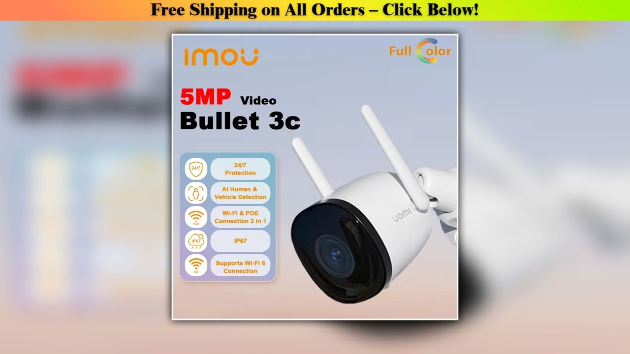IMOU Bullet 3C 5MP 3.6MM IP Camera Outdoor WIFI Vehicle Detection IP67 Night Vision