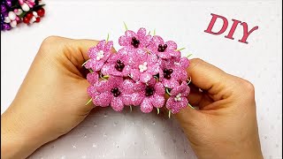 Just one circle and such BEAUTY! Learn how to craft glitter foamiran flowers with this DIY tutorial