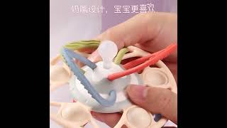 [Little B House]Manhattan Hand-Grabbing Ball Teether Grasping Sensory Ring Silicone Rattle Toy-BT368