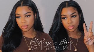 GRWM: My Winter Makeup Routine + New Favorite Lip Combo | Loose Waves on Sewin