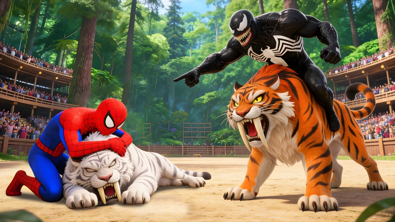 🐅🕷️SPIDERMAN Wins the Toothed Tiger Championship – Epic Battle Challenge