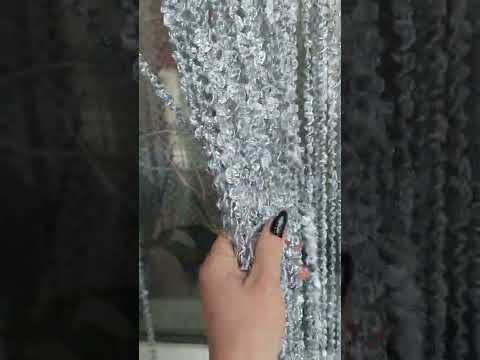 Штори нитки спіральні хмари з люрексом light однотонні № 7 сірий 3 м на 2.8 м  0.8 кг трохи тонші ниточки, видео 1