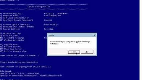 MOC 20740C - Module 1 - Exercise 2 - Completing post installation tasks on Windows Server 2016 Core