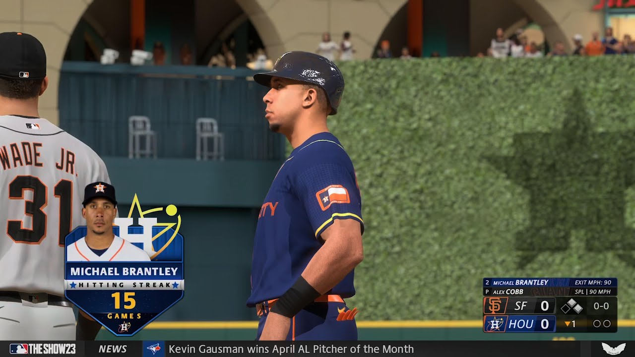 Brantley has a 15 game hit streak houston astros franchise 29