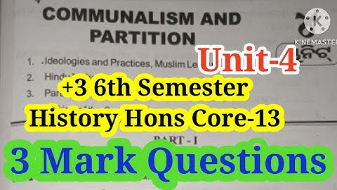 +3 6th Semester History Hons Core-13 | Unit-4 | 3 Marks Short Questions with Answers|