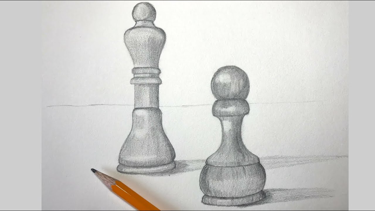 Sketch Challenge Week 35, Pencil Drawing Of Chess Pieces