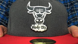 Bulls '2T-HEATHER' Charcoal-Red Fitted Hat by New Era