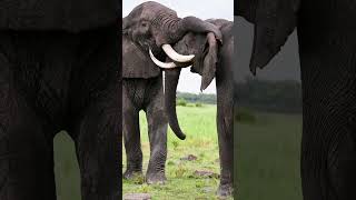 Sparring elephants, Masai Mara, Kenya