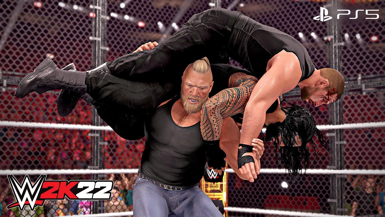 WWE 2K22 - Brock Lesnar vs. The Shield - Hell in a Cell Match for The WWE Championship | PS5™ [4K60]