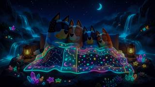 Bluey Family Sleep Piano 🌙 Cozy Crystal Waterfall Night Under the Stars | Deep Sleep