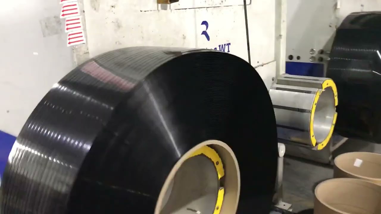 PET packaging strapping tape production video