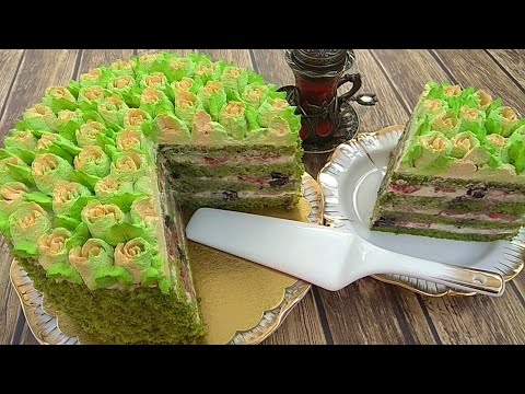 NOVRUZ TORTU.YUP-YUMSAQ AQIZDA ERIYEN BISKVITLI TORT RESEPTI.Tорт-Изумрудный Бархат.SPINACH CAKE