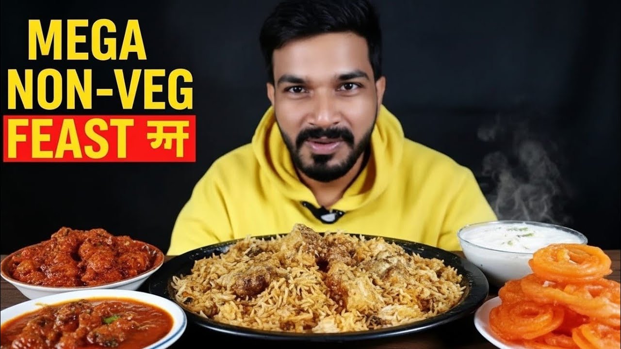 ULTIMATE MUTTON BIRYANI & SPICY CHICKEN KOSHA FEAST WITH RAITA AND JALEBI 🔥🤤