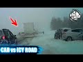 Car ice Sliding crash & spin outs 2021. Icy road. Winter weather.