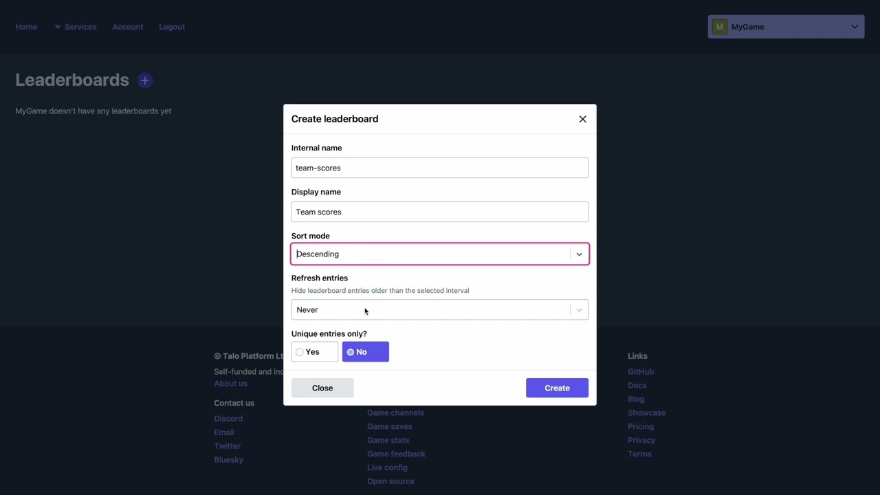 Talo - simple flexible leaderboards for Godot and Unity games