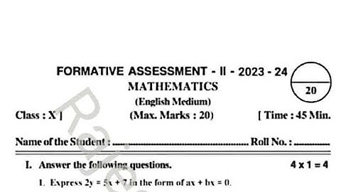 FA-2 10th class Maths Question Paper 2023-24 💯✍️☑️