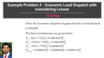 Solved Example Problem 3 - Economic Load Dispatch with Considering Losses #psoc