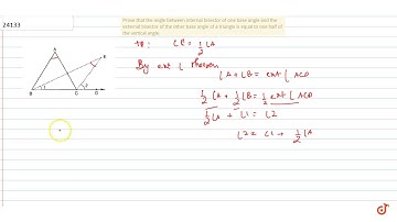 Prove that the angle between internal bisector of    one base angle and the external bisector o...