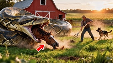 Heroic rescue team defeated giant python to save Rare Horse