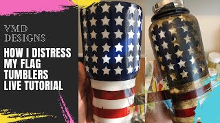 How to Distress a Flag Tumbler Using Spray Paint, Inks, and Pigments