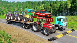 Flatbed Trailer Tractor Truck Log Bridge Car Recovery - Rails & Train - BeamNG.Drive #961