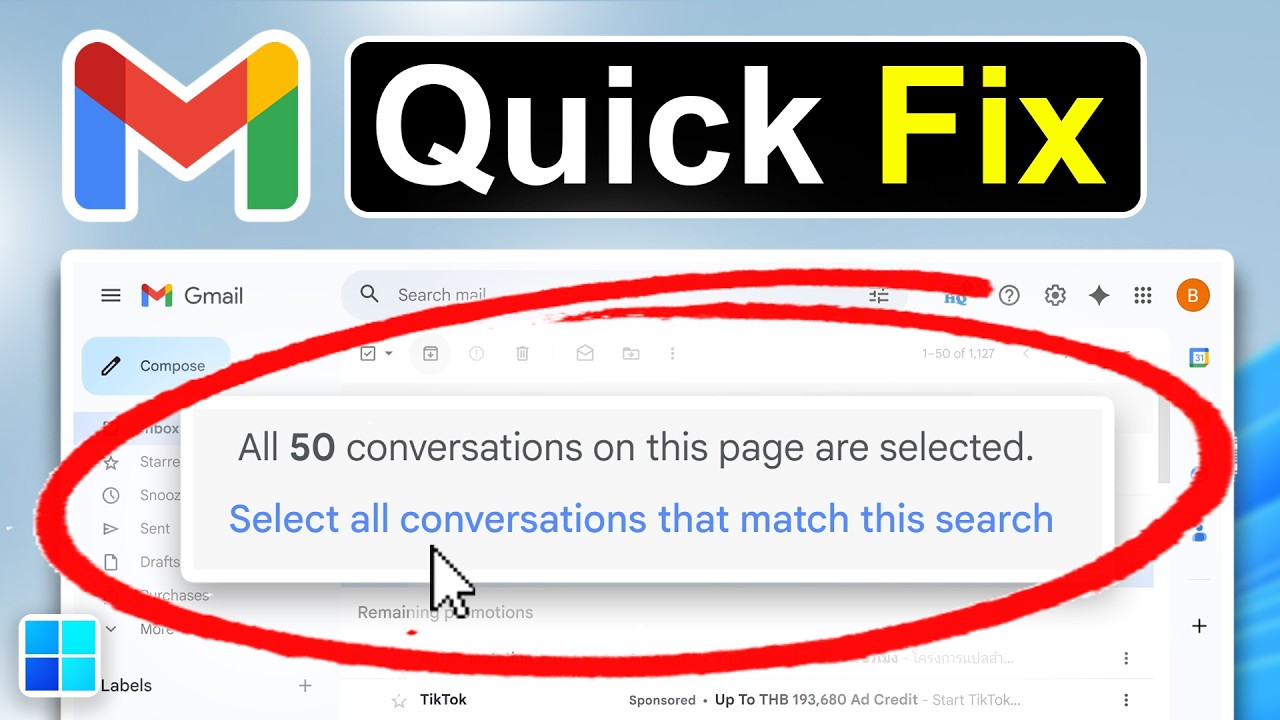 How To Fix Missing "Select All Messages That Match This Search" in ...